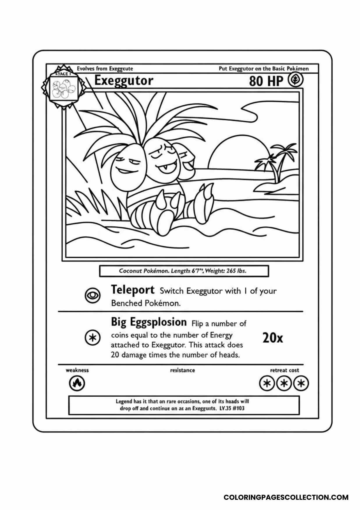 exeggutor pokemon card coloring page