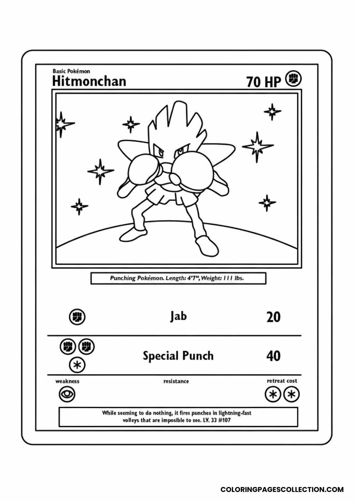 hitmonchan pokemon card coloring page