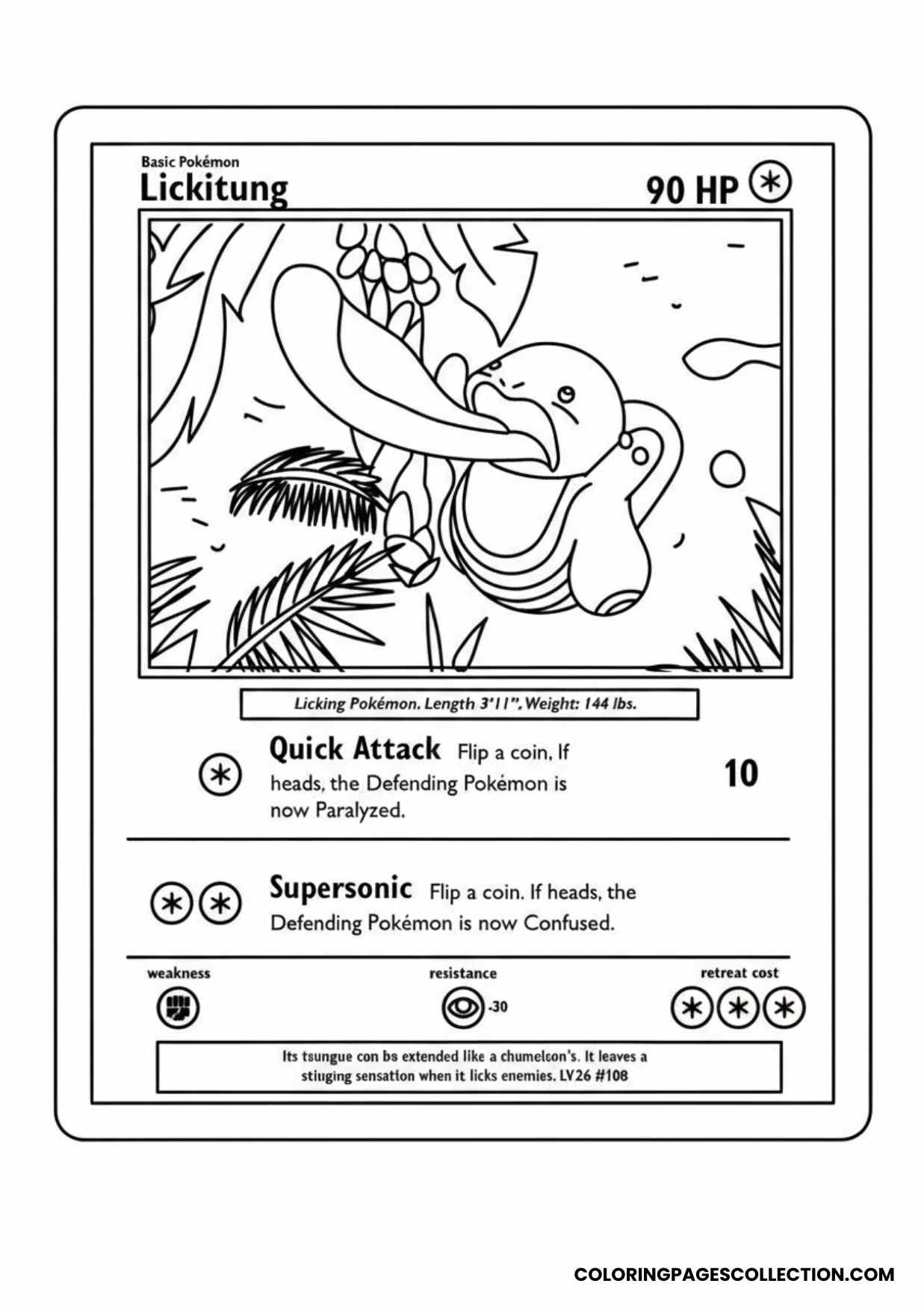 lickitung pokemon card coloring page