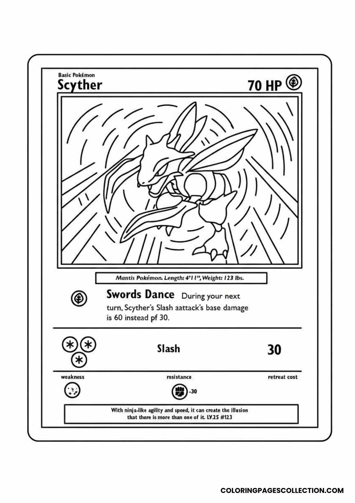 scyther pokemon card coloring page