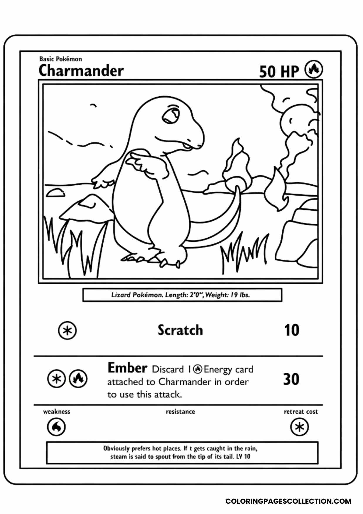 charmander pokemon card coloring page