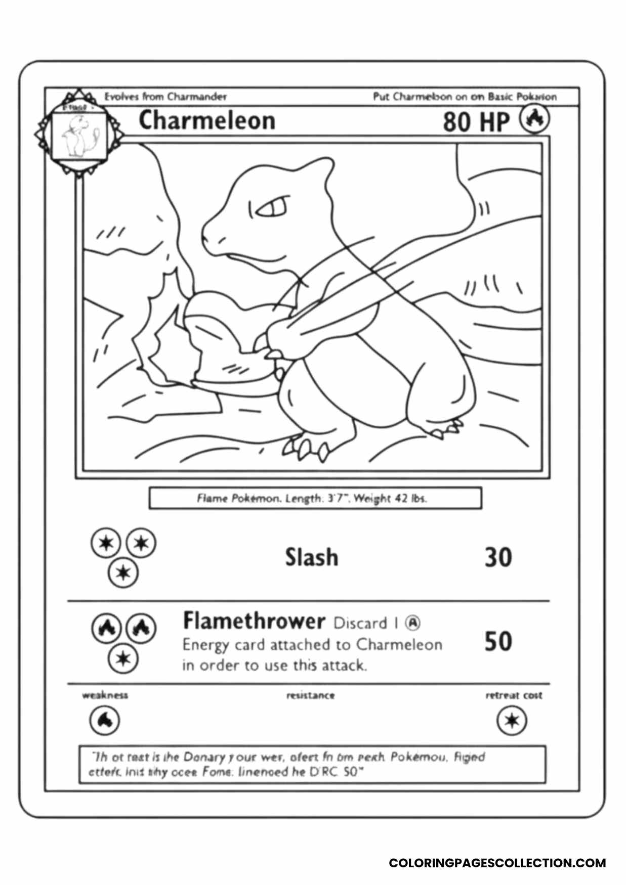charmeleon pokemon card coloring page