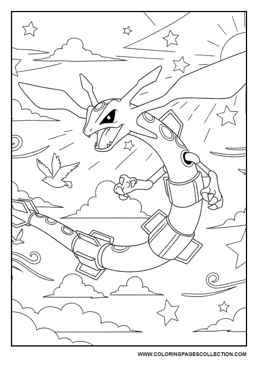 Flying Rayquaza Coloring Page