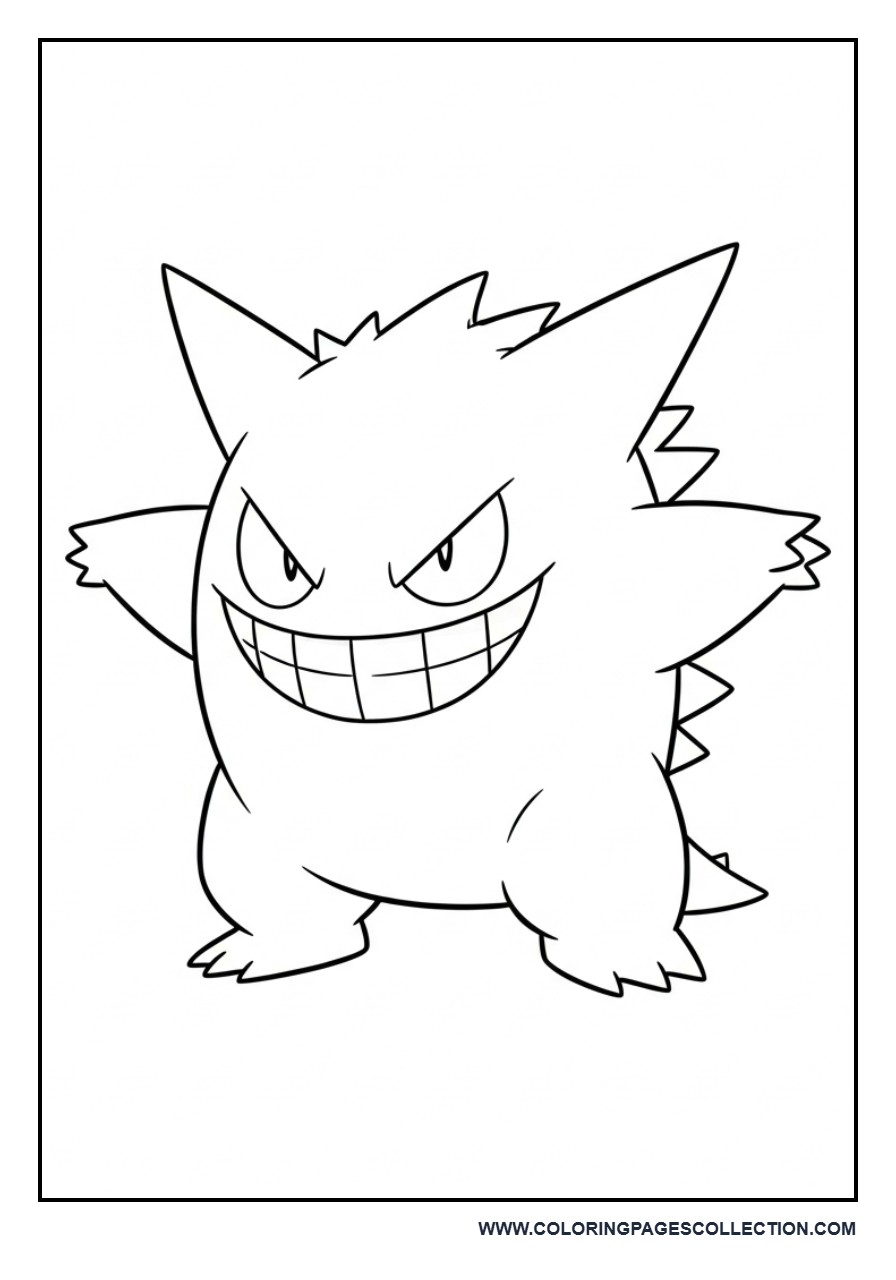 Funny Gengar Coloring Page