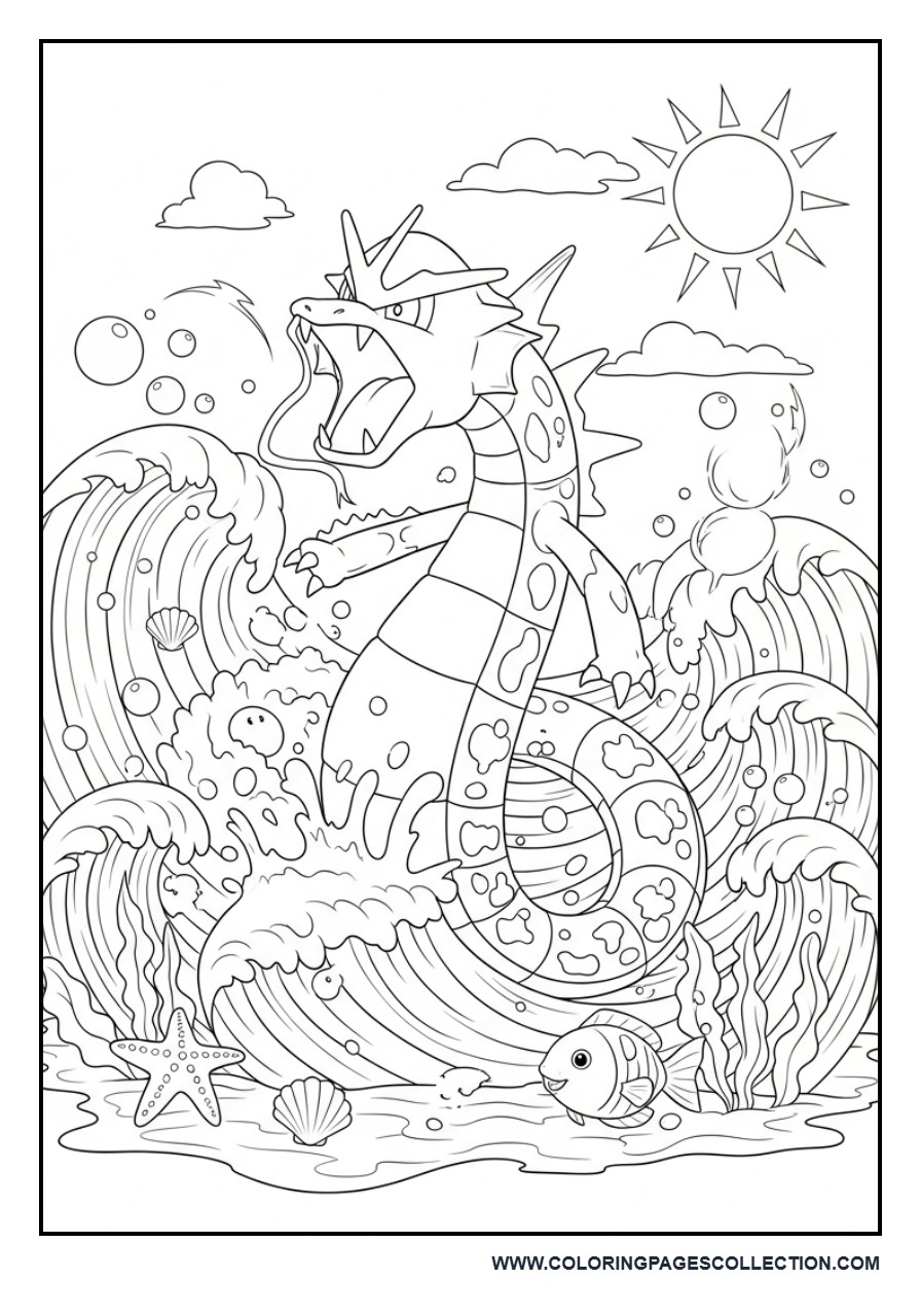 Gyarados Ocean Adventure Coloring Page