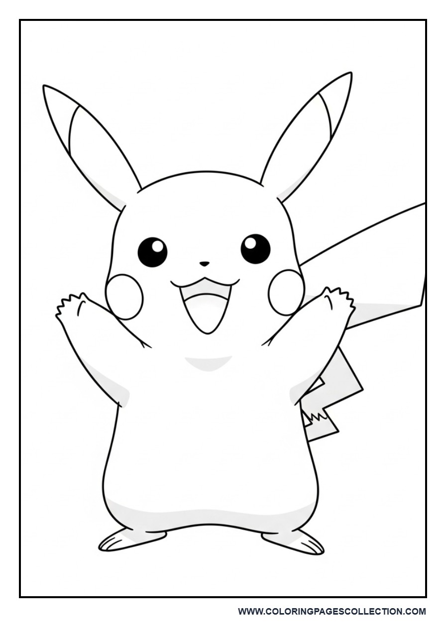 Happy Pikachu Coloring Page