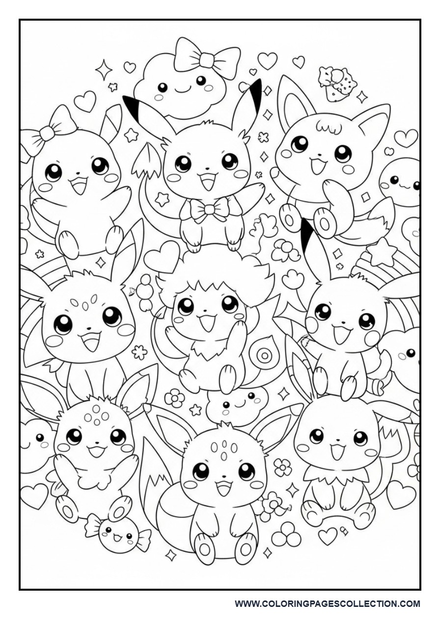 Kawaii Cute Pokémon Coloring Page