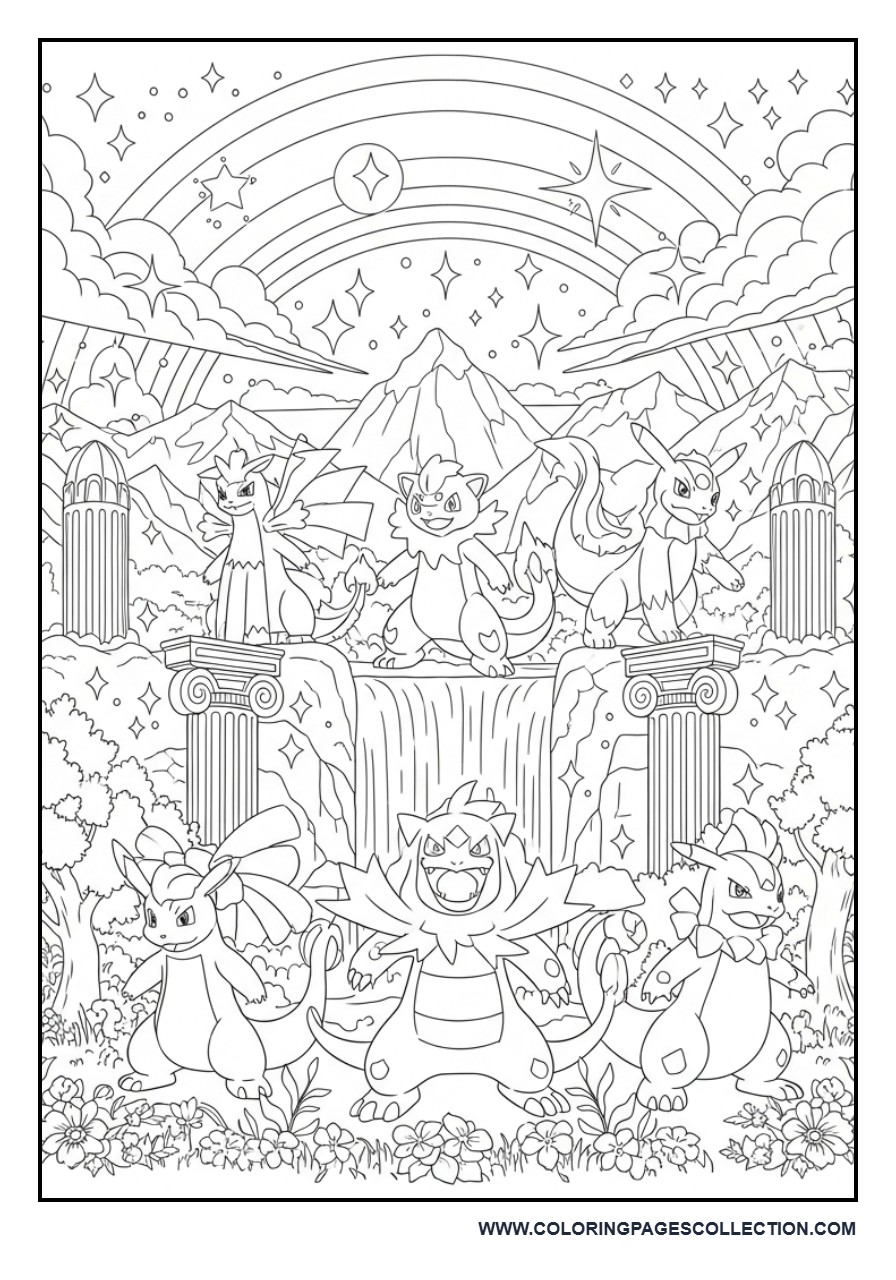 Legendary Pokémon Collection Coloring Page