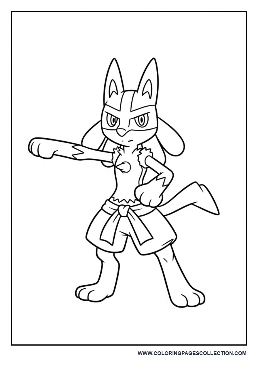 Lucario Action Pose Coloring Page