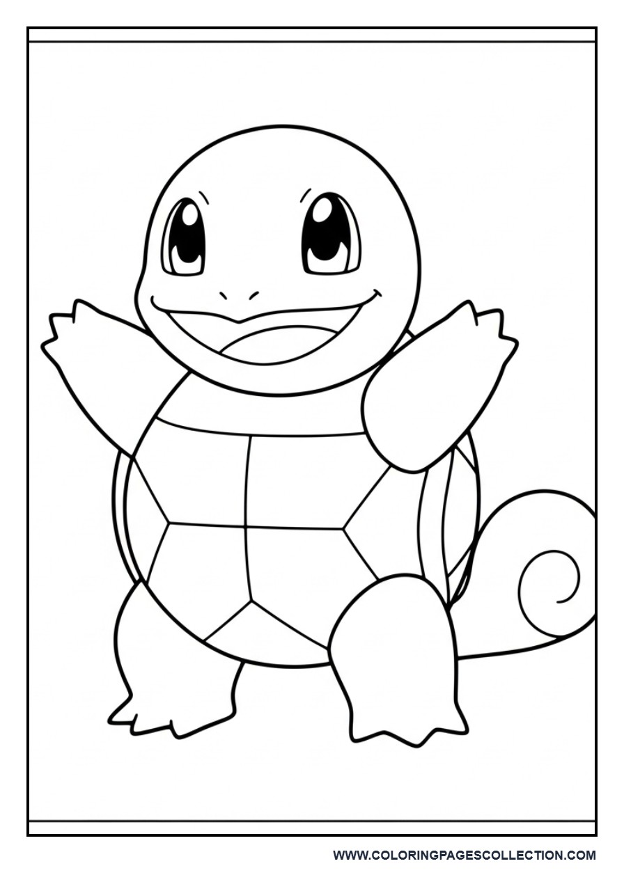 Playful Squirtle Coloring Page
