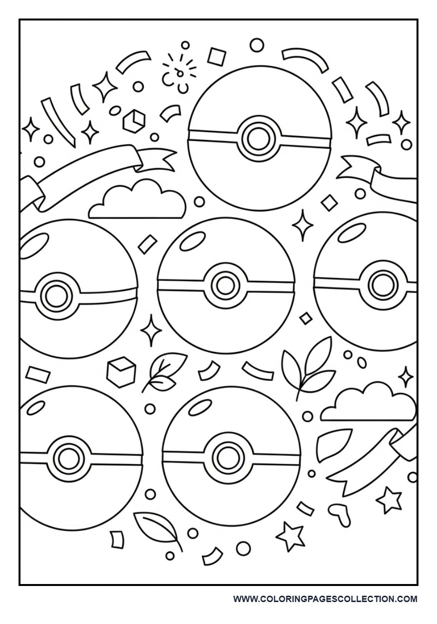 Poké Ball Collection Coloring Page