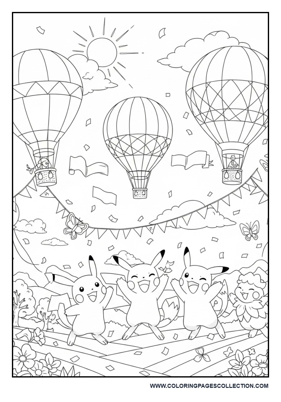 Pokémon Balloon Festival Coloring Page
