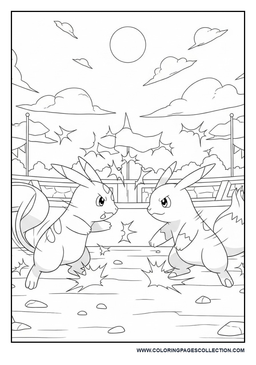 Pokémon Battle Coloring Page