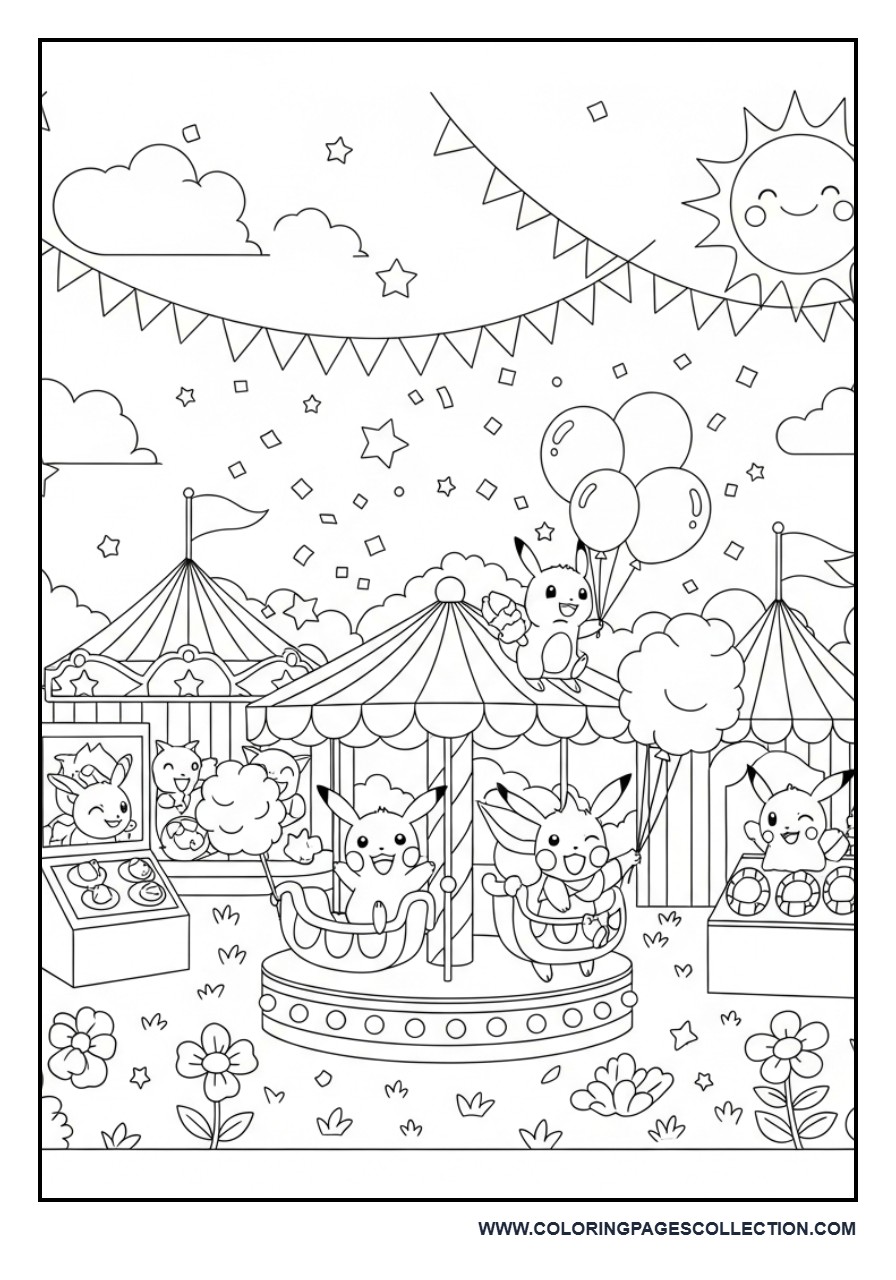 Pokémon Carnival Coloring Page