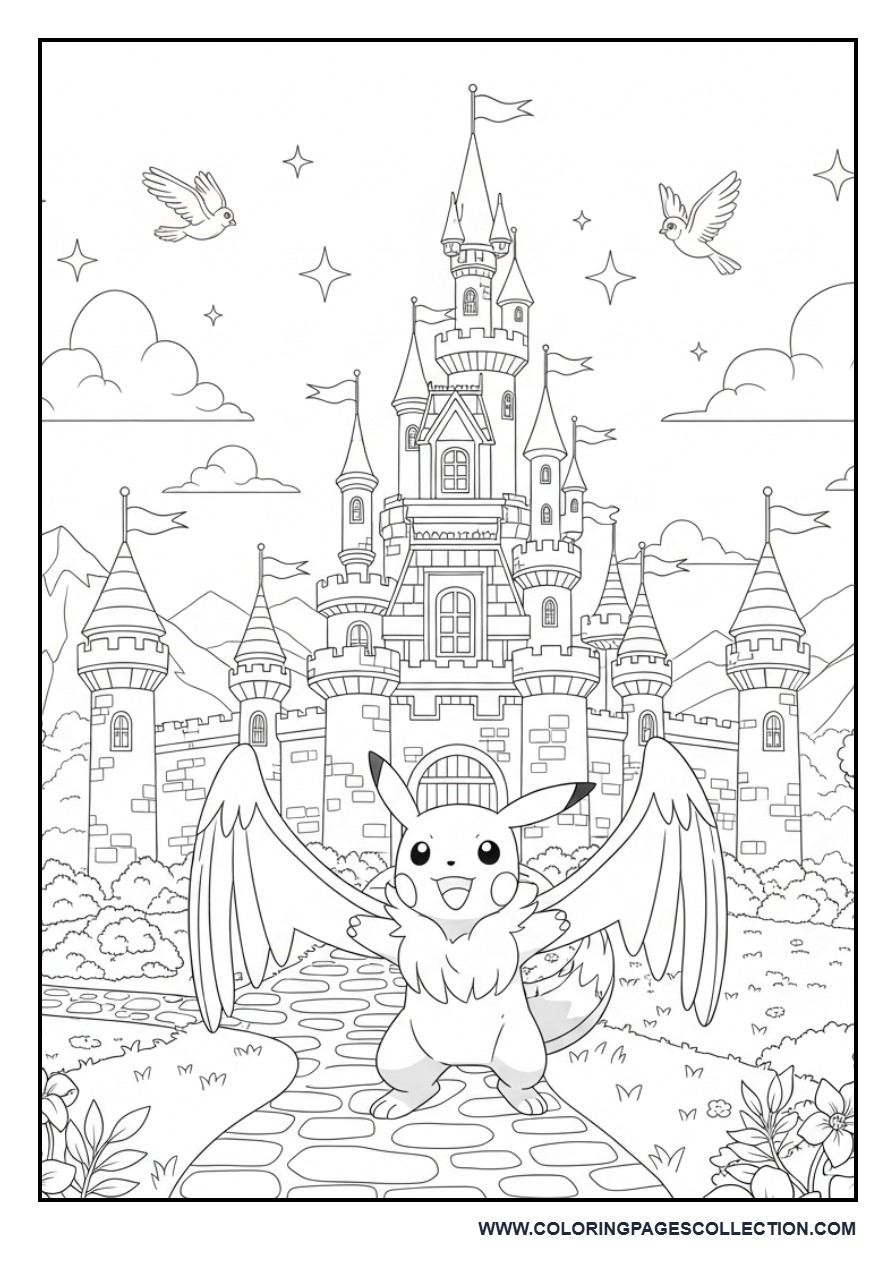 Pokémon Castle Adventure Coloring Page