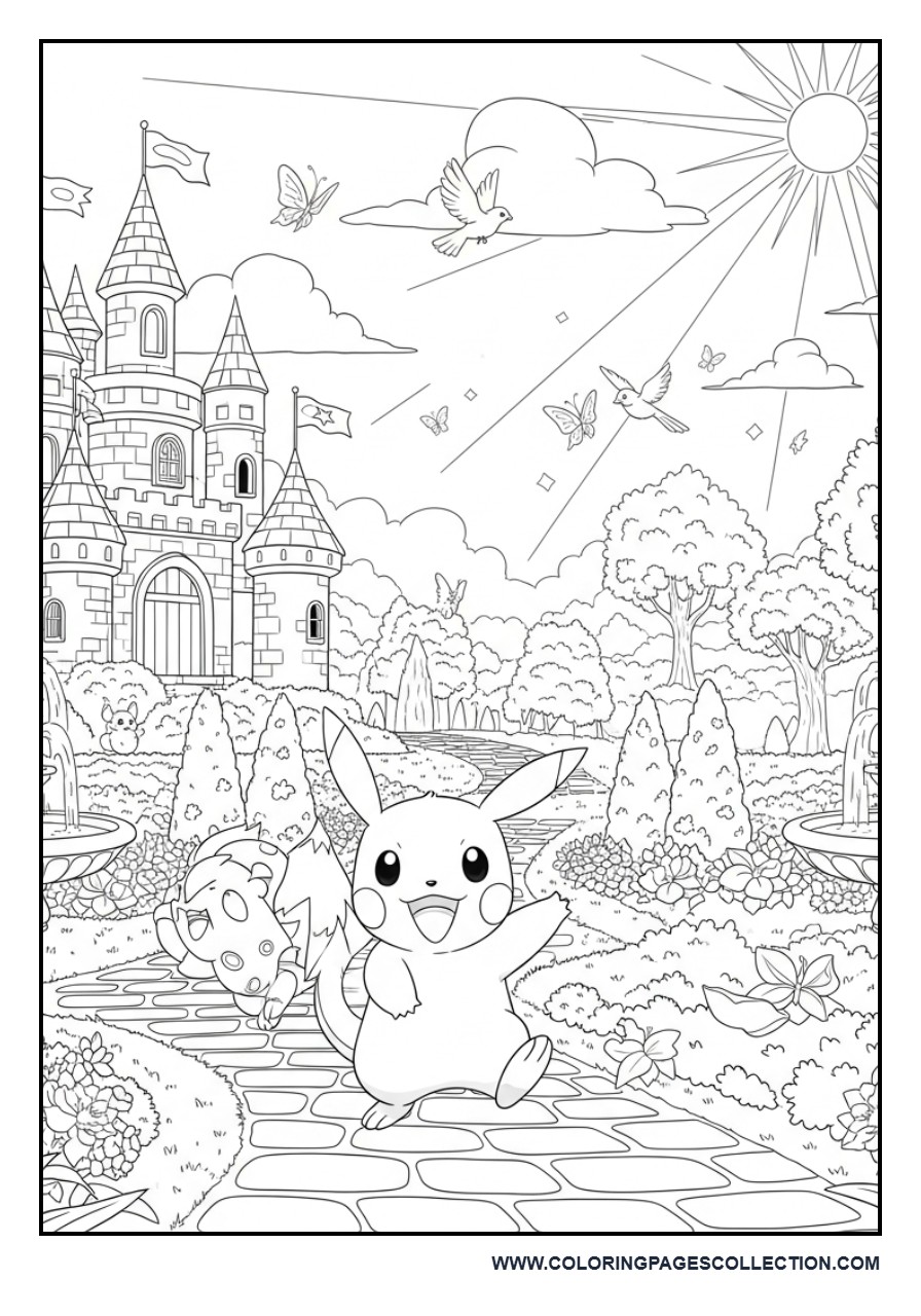 Pokémon Castle Garden Coloring Page