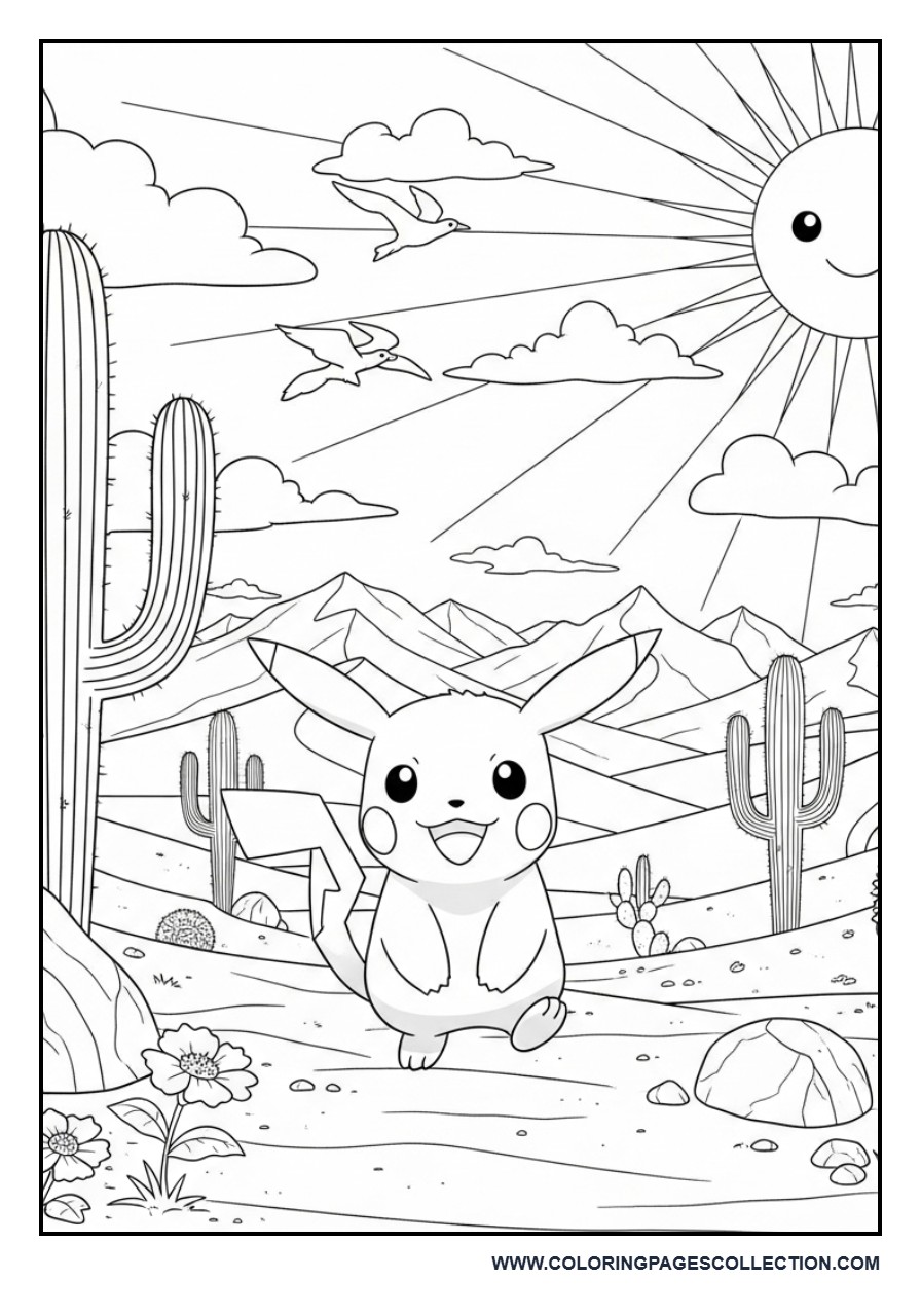 Pokémon Desert Adventure Coloring Page