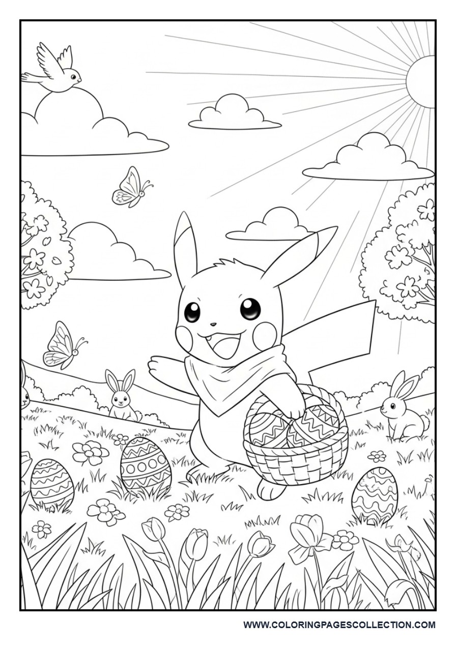 Pokémon Easter Egg Hunt Coloring Page