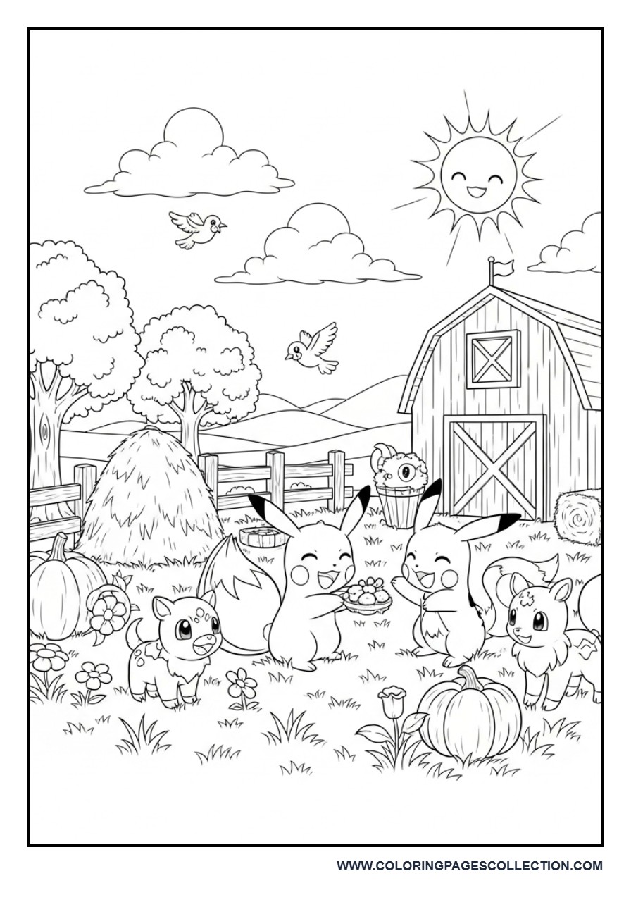 Pokémon Farm Adventure Coloring Page