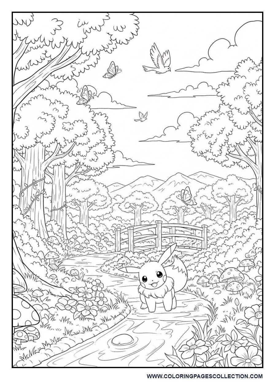 Pokémon Forest Adventure Coloring Page