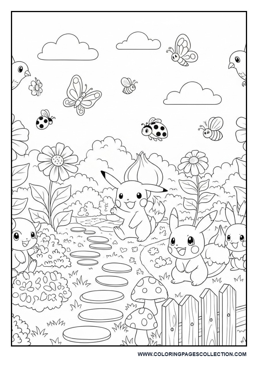 Pokémon Garden Coloring Page