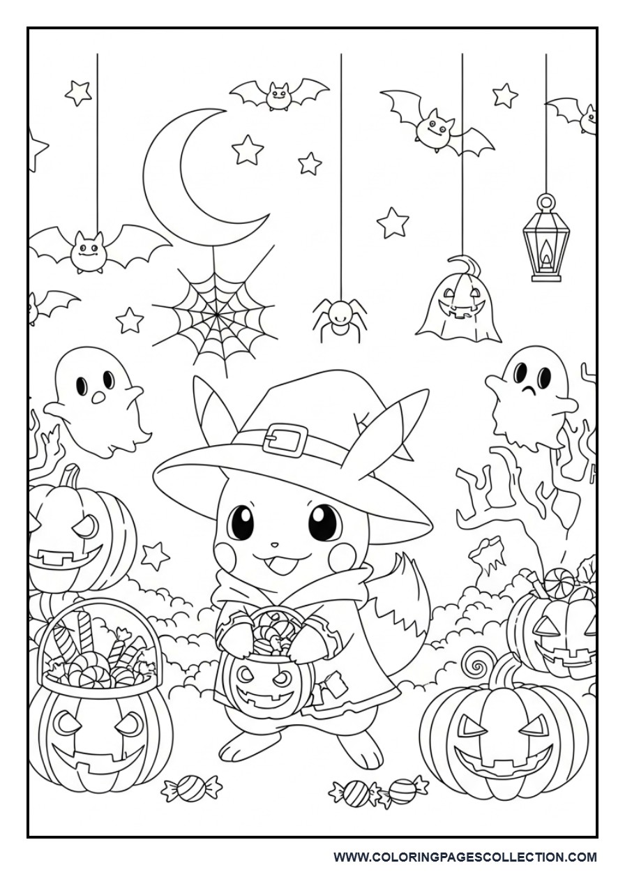 Pokémon Halloween Fun Coloring Page