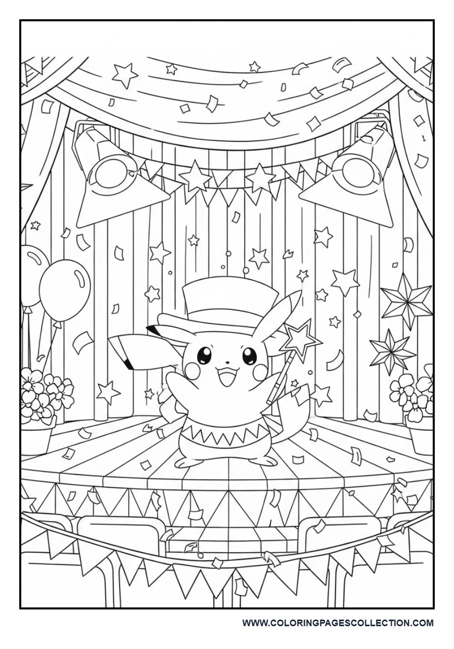 Pokémon Magic Show Coloring Page