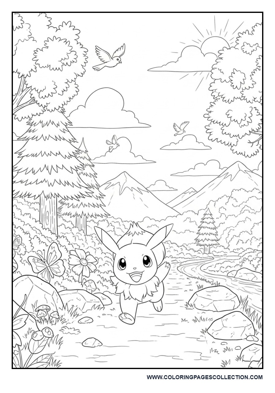 Pokémon Nature Adventure Coloring Page
