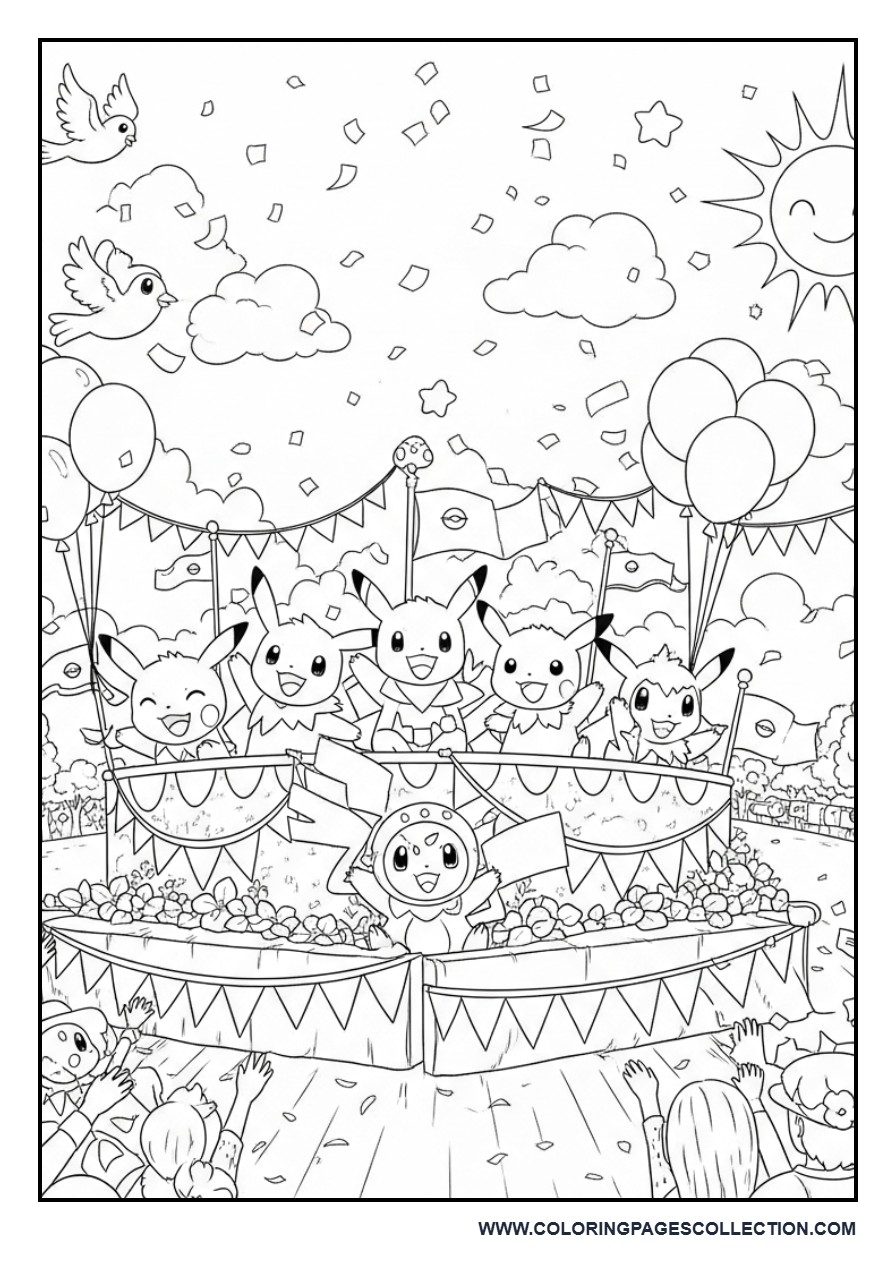 Pokémon Parade Celebration Coloring Page