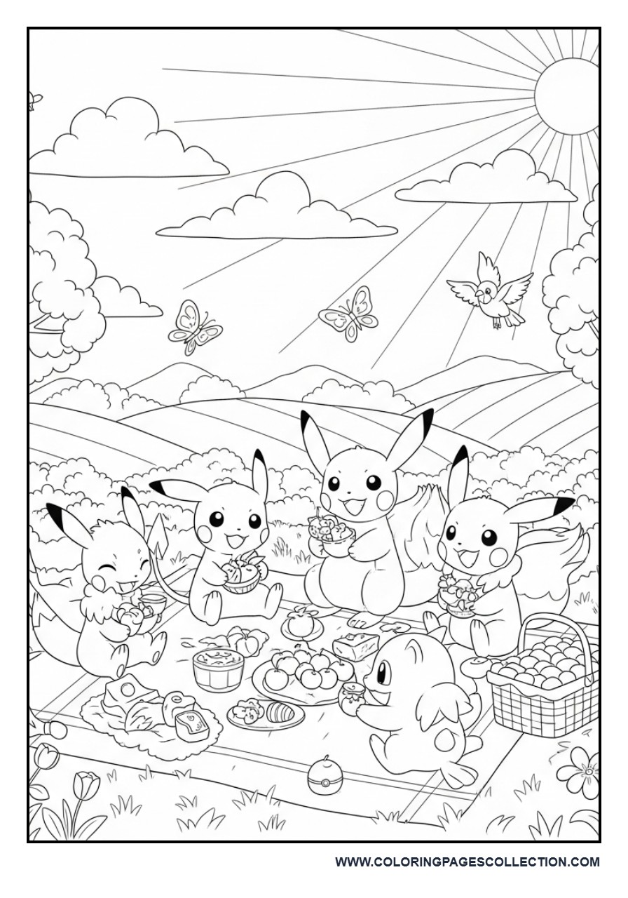 Pokémon Picnic Coloring Page