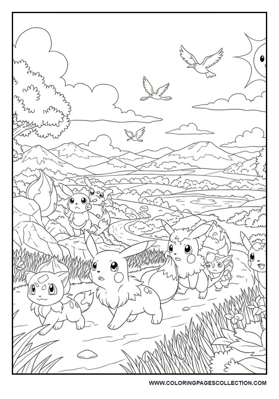 Pokémon Safari Adventure Coloring Page