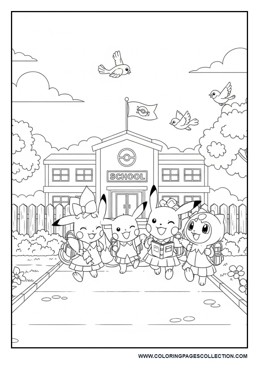 Pokémon School Day Coloring Page