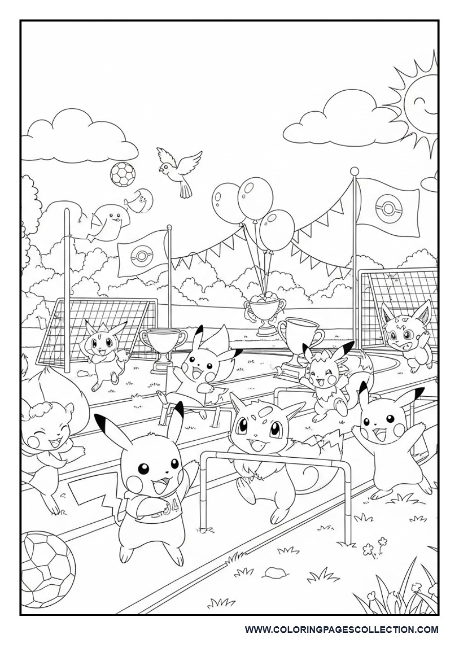 Pokémon Sports Day Coloring Page