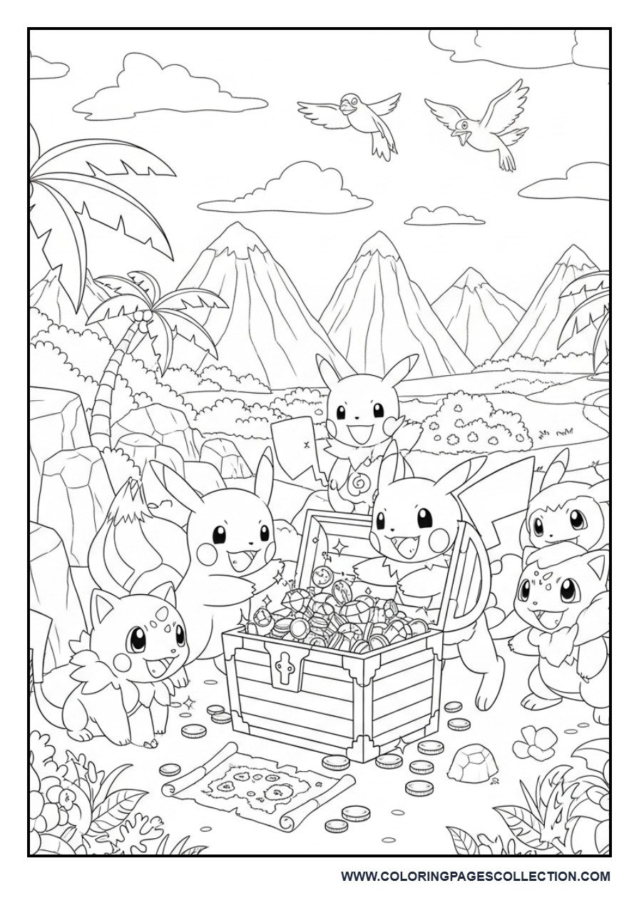 Pokémon Treasure Hunt Coloring Page