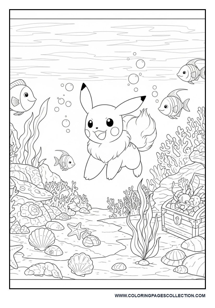 Pokémon Underwater Adventure Coloring Page