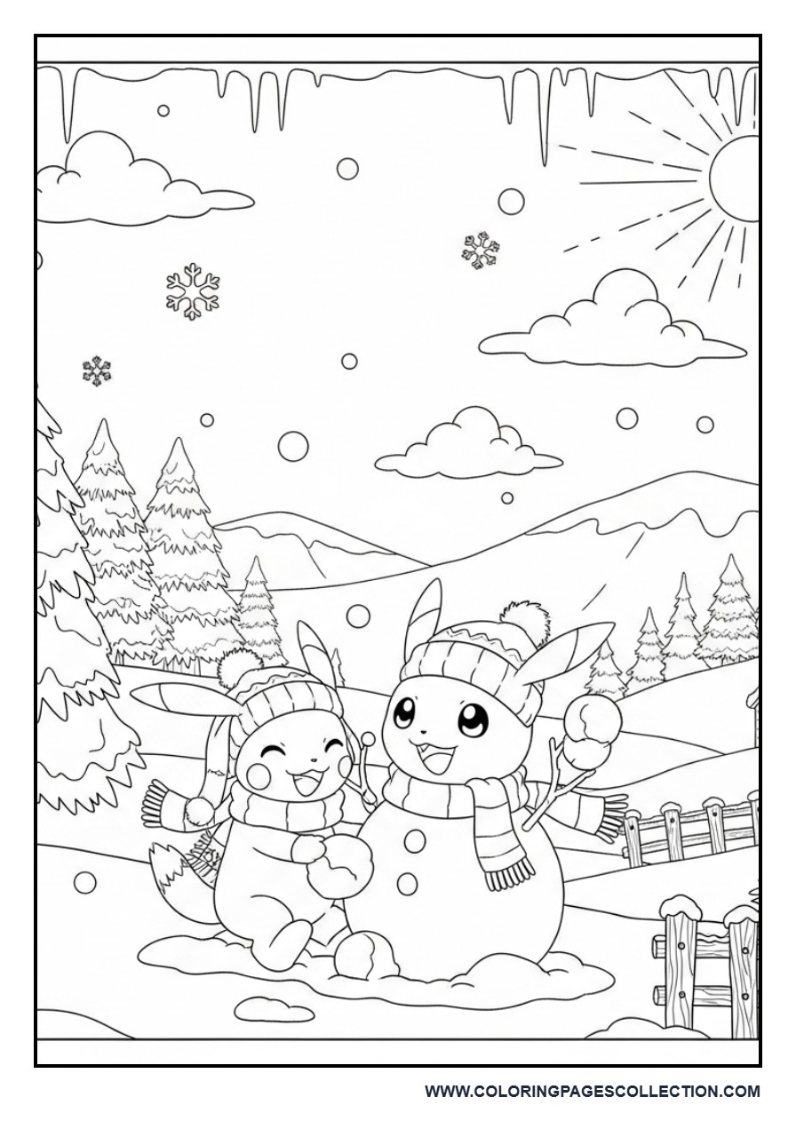 Pokémon Winter Wonderland Coloring Page