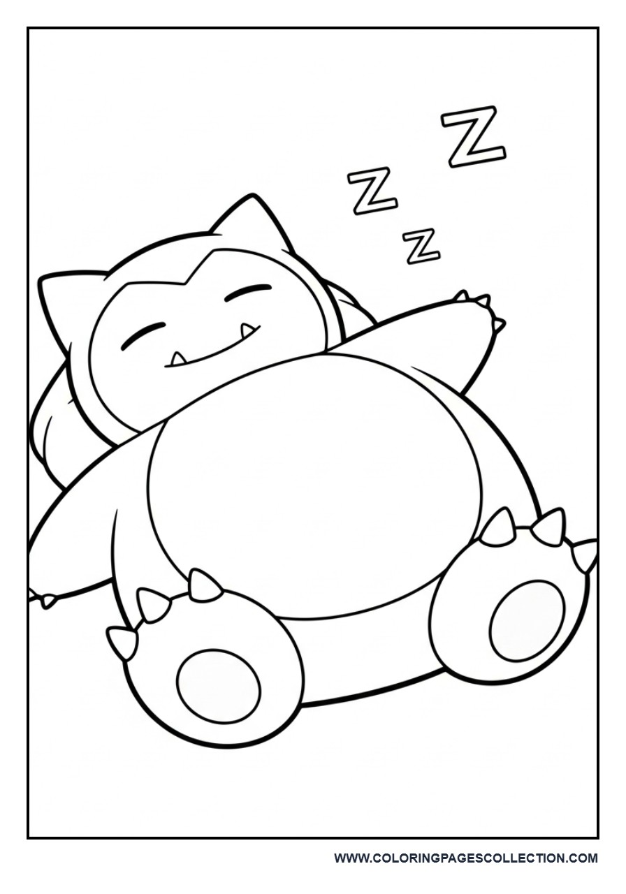 Sleeping Snorlax Coloring Page