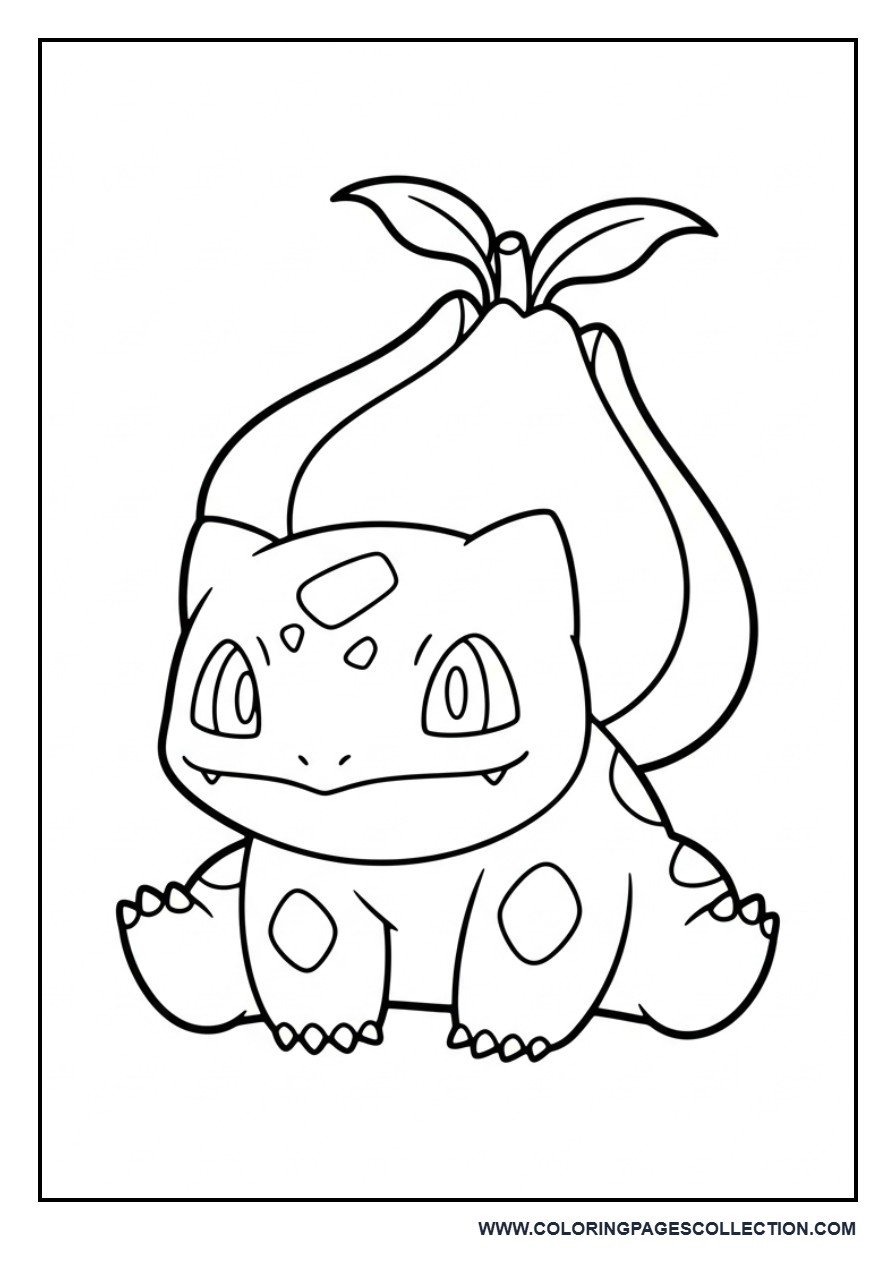 Smiling Bulbasaur Coloring Page
