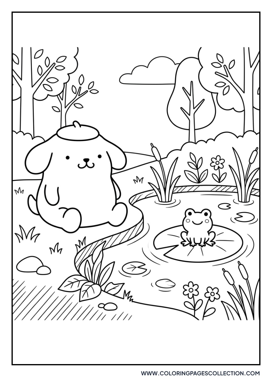 Pompompurin and Mint the Frog