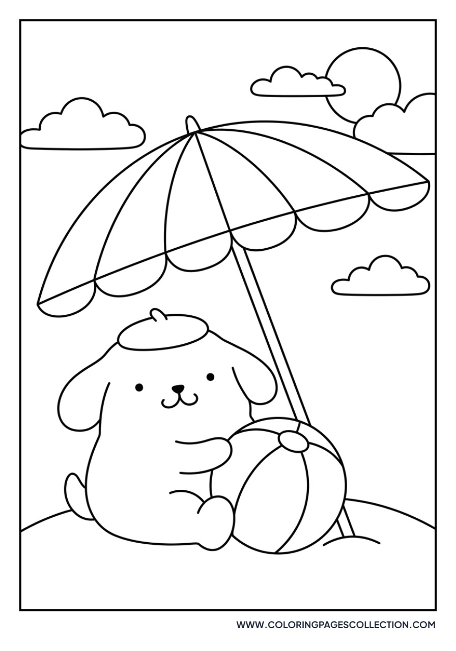 Pompompurin at the Beach
