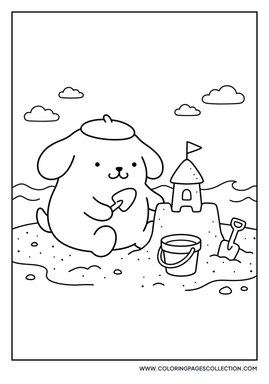 Pompompurin Building a Sandcastle