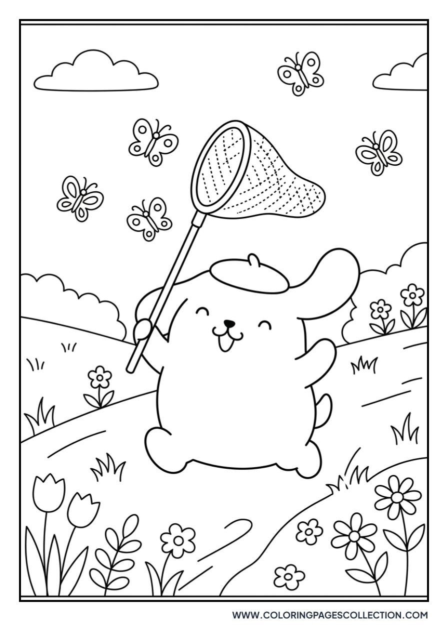 Pompompurin Catching Butterflies
