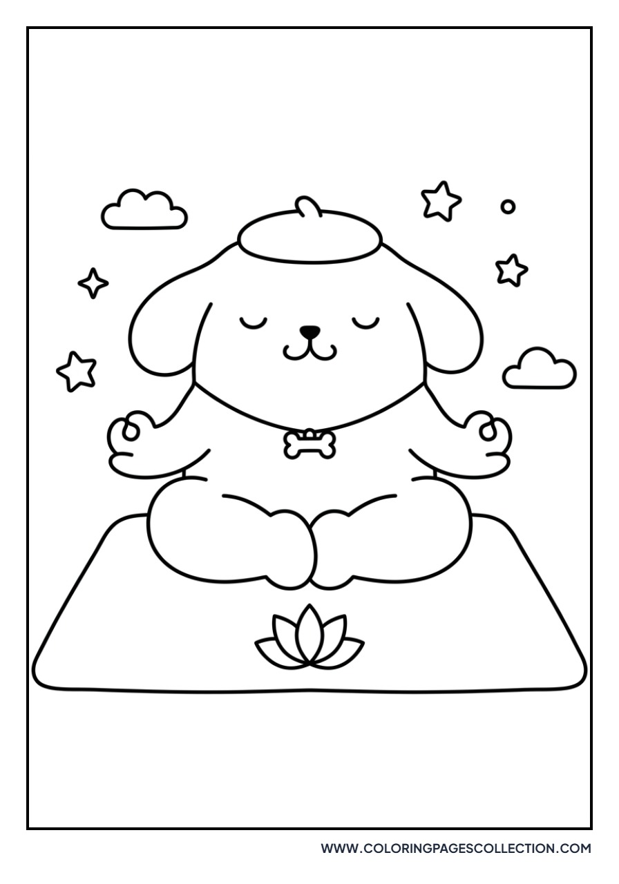 Pompompurin Doing Yoga