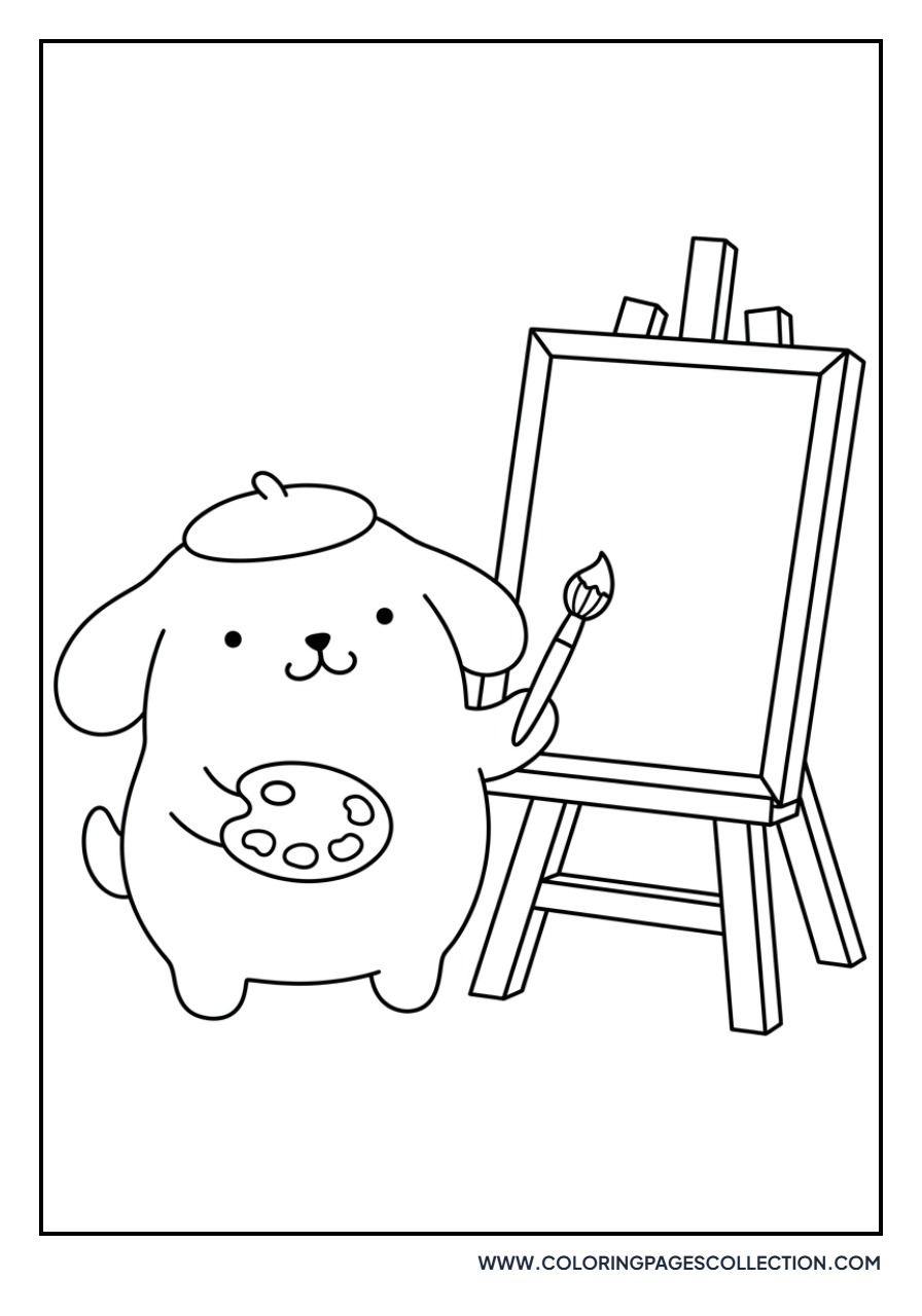 Pompompurin Painting a Canvas