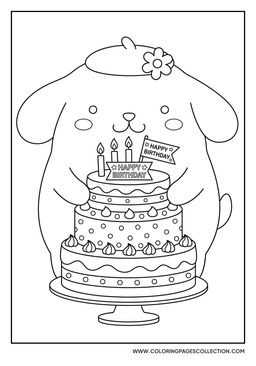 Pompompurin with a Birthday Cake