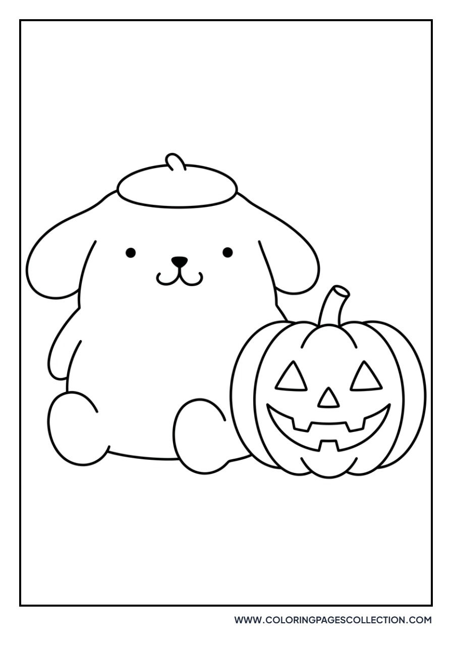 Pompompurin with a Halloween Pumpkin