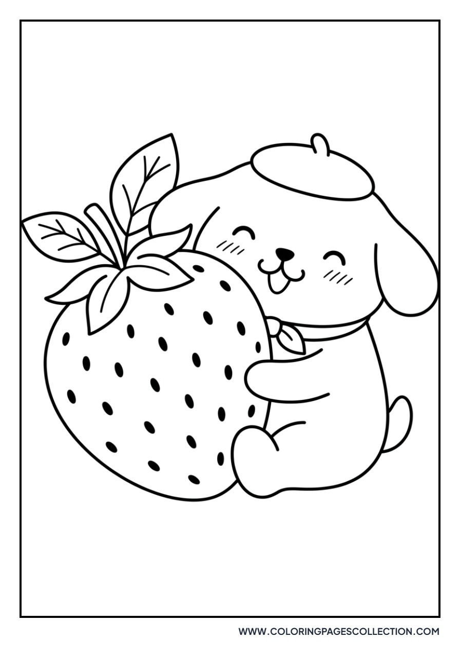 Pompompurin with a Large Strawberry