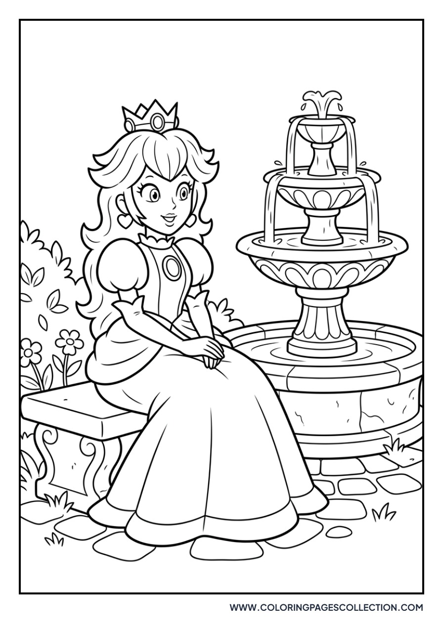 Peach at a Fountain