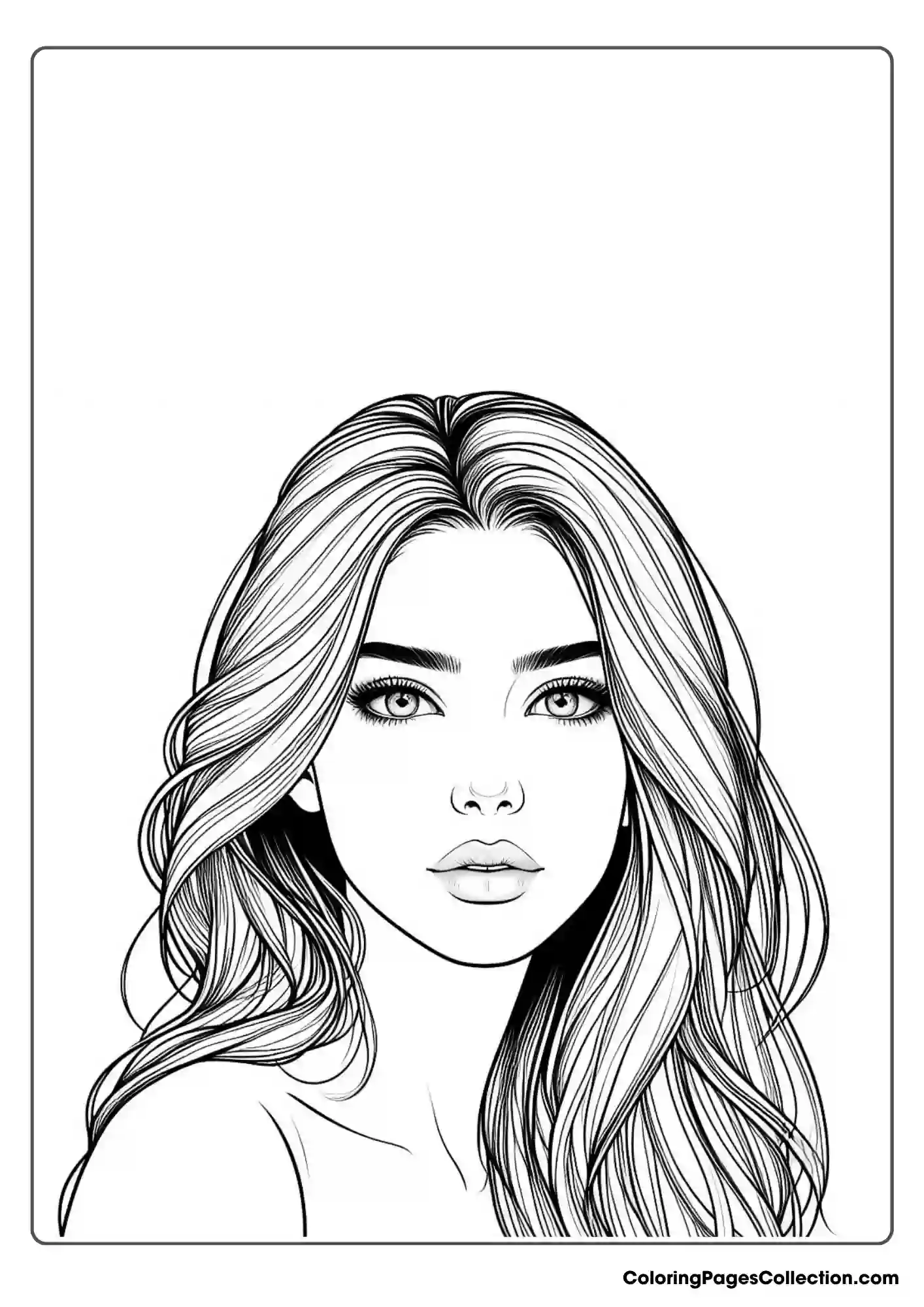 Face Realistic Girl Coloring Pages Free Printable Download PDF