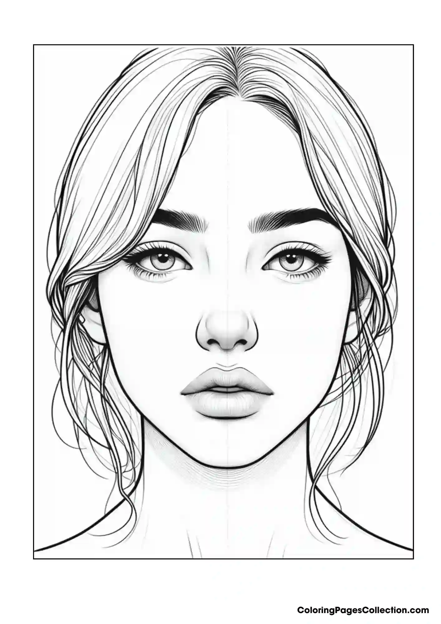 Face Realistic Girl Coloring Pages